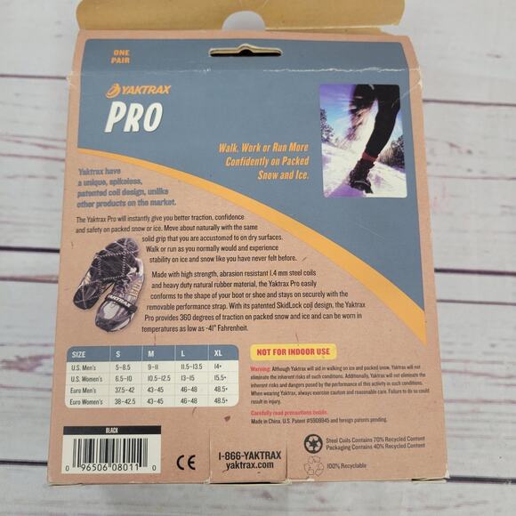 Yaktrax Winter Traction Hiking Walking Cleats for Snow Ice Rock Black Medium - Picture 2 of 7